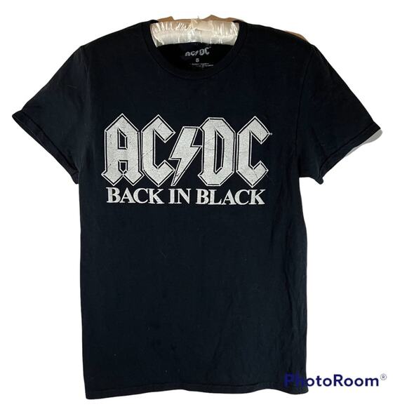 ACDC Back In Black T-shirt Sz Small Rock n Roll Graphic Tee 70s 80s Music - Picture 1 of 4